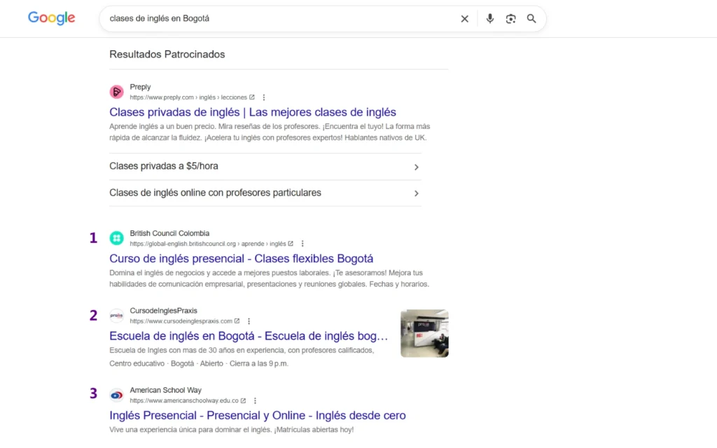 posicionamiento en búsqueda de Google 