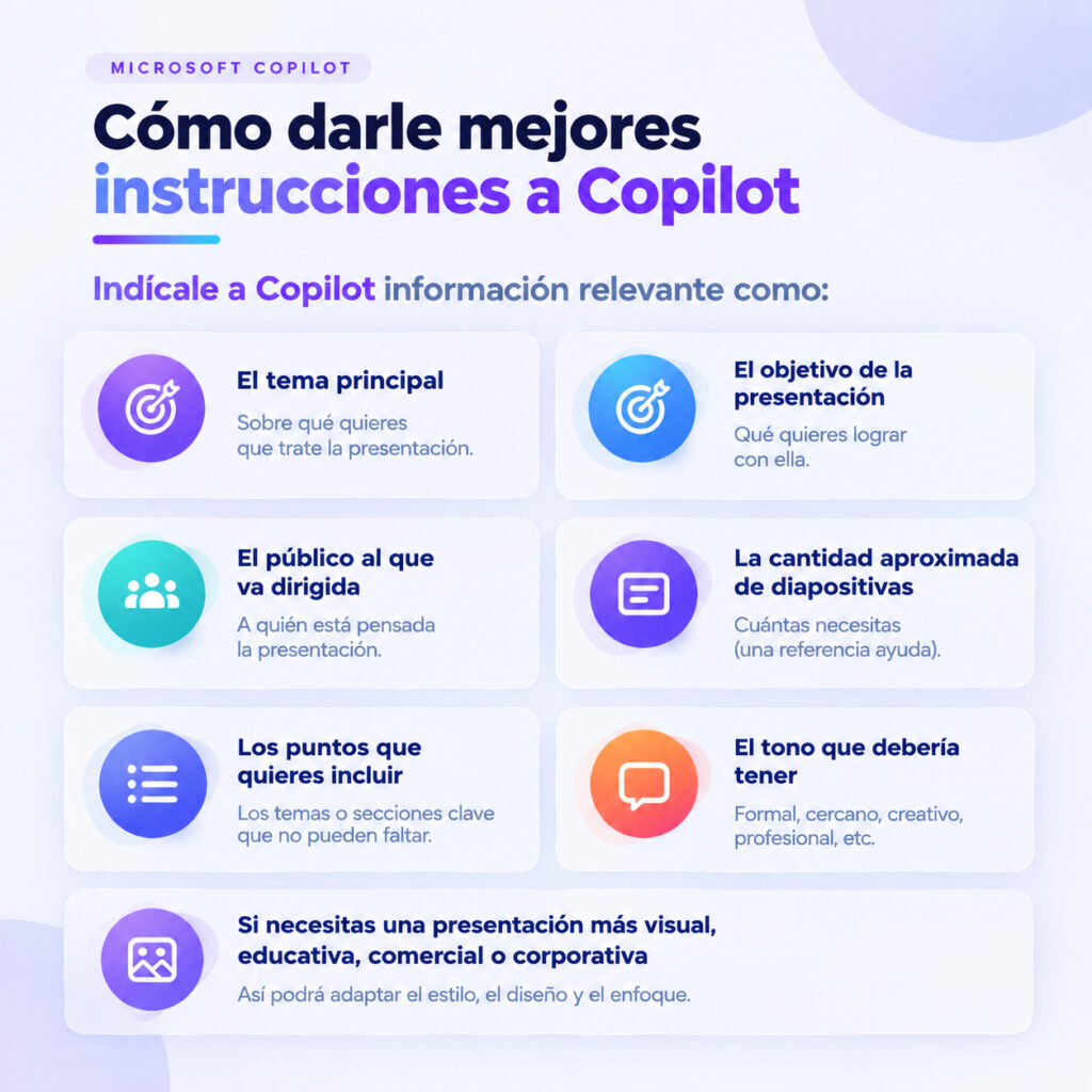 Cómo darle instrucciones a Copilot